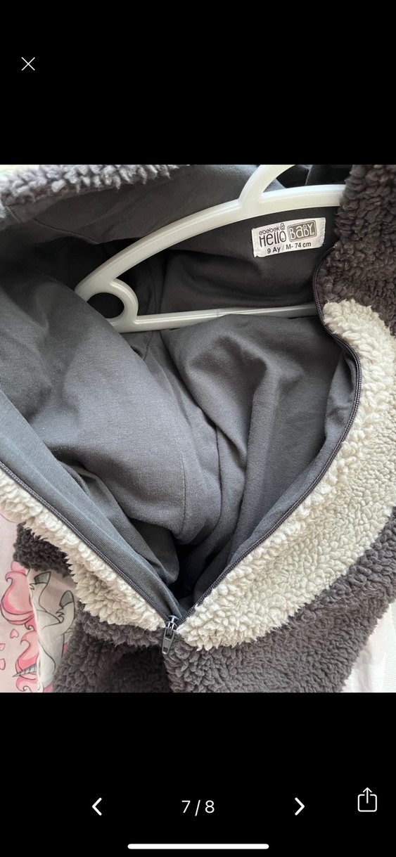 Gri Peluş Bebek Tulumu Ayıcık Desenli - Görsel 4