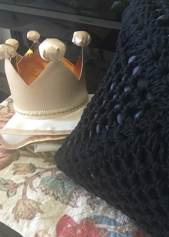 Siyah Bohem Örgü Dekoratif Yastık - Görsel 2