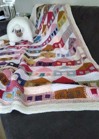 Nakışlı Çok Renkli Örgü Battaniye - Görsel 3