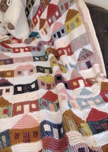 Nakışlı Çok Renkli Örgü Battaniye - Görsel 5