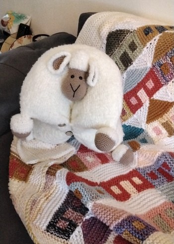 Nakışlı Çok Renkli Örgü Battaniye - Görsel 4