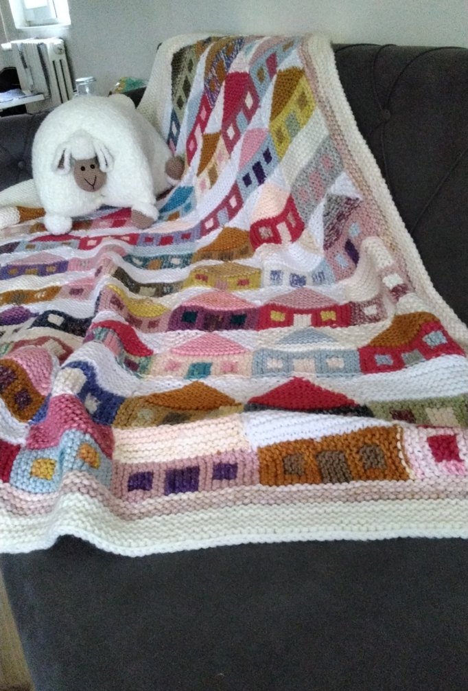 Nakışlı Çok Renkli Örgü Battaniye - Görsel 3