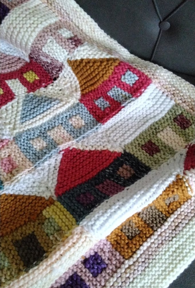 Nakışlı Çok Renkli Örgü Battaniye - Görsel 2