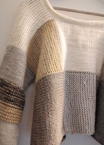 Bohem Gri Renkli Örgü Kadın Kazak - Görsel 7