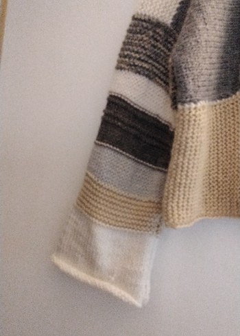 Bohem Gri Renkli Örgü Kadın Kazak - Görsel 3