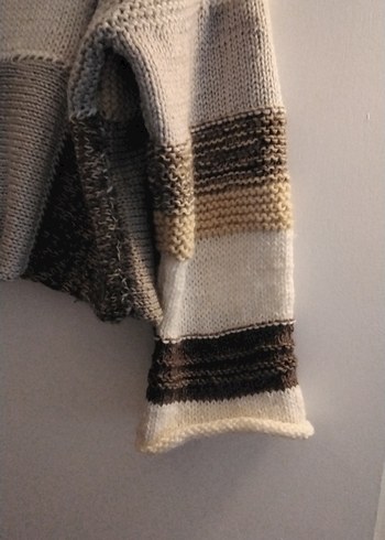 Bohem Gri Renkli Örgü Kadın Kazak - Görsel 2