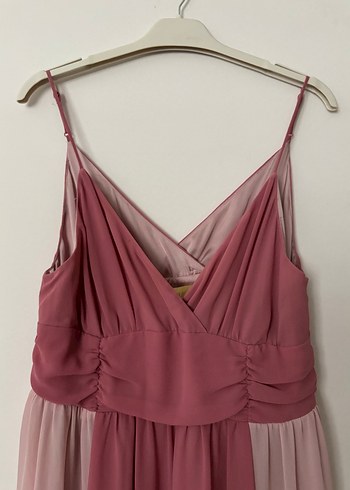 40 Beden bordo Renk H&M pembe Askılı Şifon Elbise