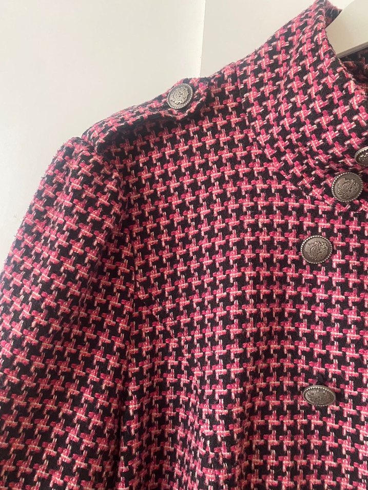 Düğmeli Midi Pembe Kadın Kaban - Görsel 2