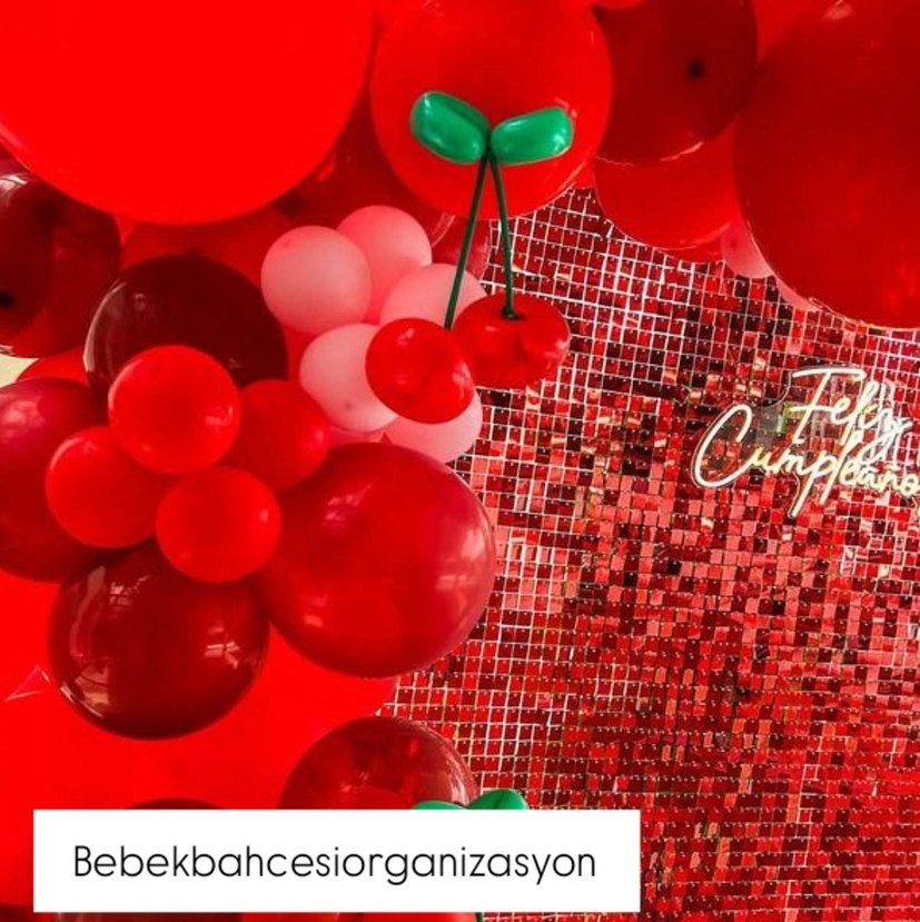 Parlak Kırmızı Doğum Günü Balon Süsü - Görsel 2