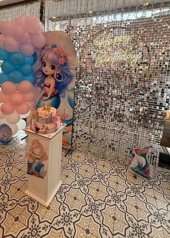 Pastel Mavi Deniz Kızı Doğum Günü Süsü - Görsel 4