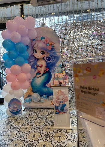 Pastel Mavi Deniz Kızı Doğum Günü Süsü - Görsel 2