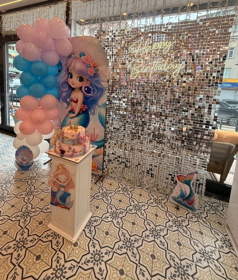 Pastel Mavi Deniz Kızı Doğum Günü Süsü - Görsel 4