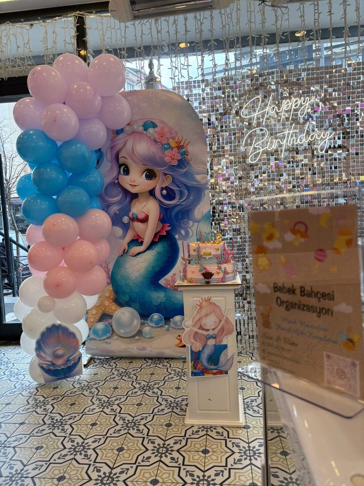 Pastel Mavi Deniz Kızı Doğum Günü Süsü - Görsel 2