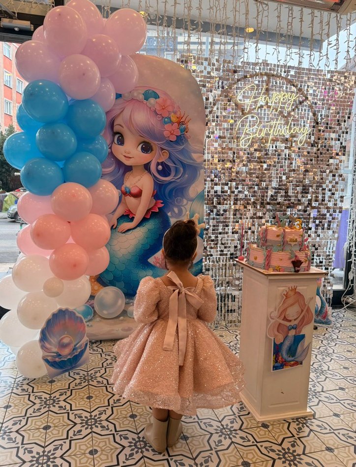 Pastel Mavi Deniz Kızı Doğum Günü Süsü - Görsel 3