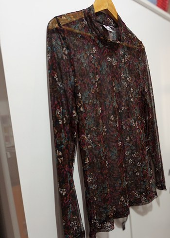 xl Beden bordo Renk Bordo Transparan Bohem Uzun Kollu Bluz