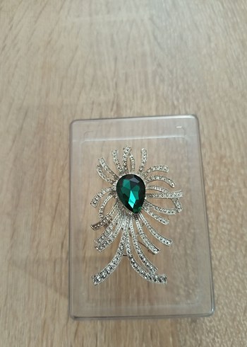 Turkuaz Parlak Taşlı Broş