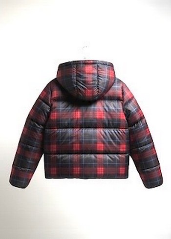 Kırmızı Kareli Kapüşonlu Bershka Kadın Mont - Görsel 2