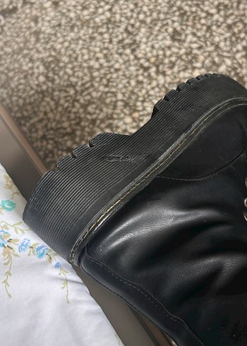 Siyah Bağcıklı Platform Topuklu Punk Botlar - Görsel 7