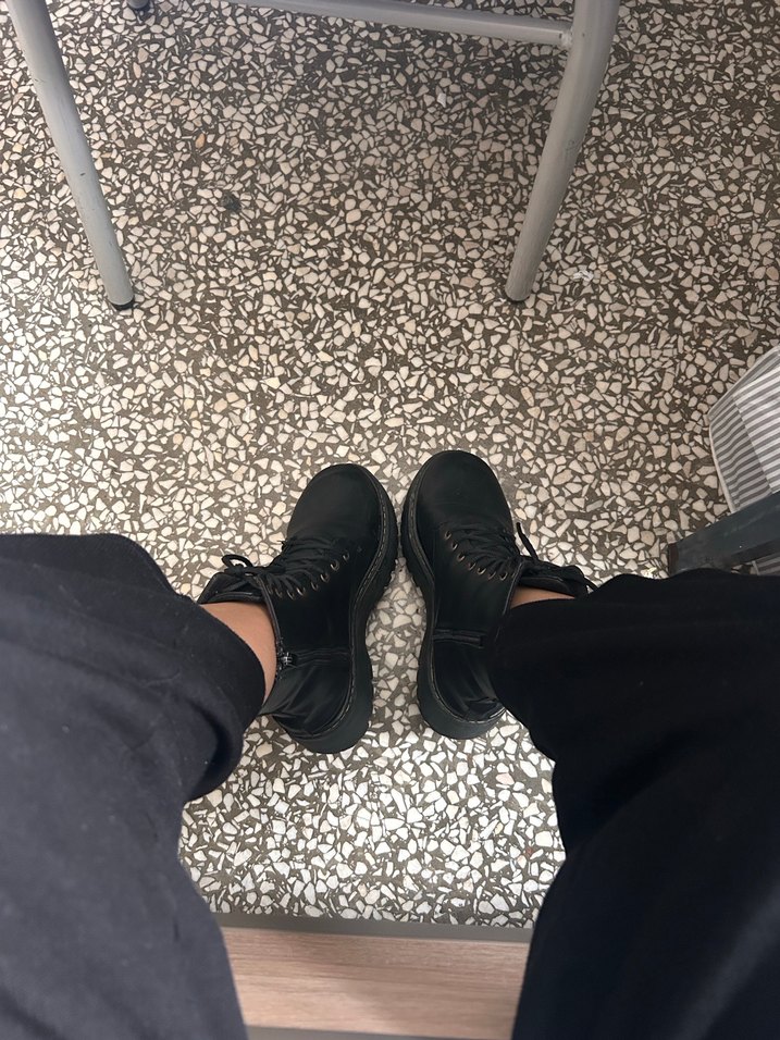 Siyah Bağcıklı Platform Topuklu Punk Botlar - Görsel 5