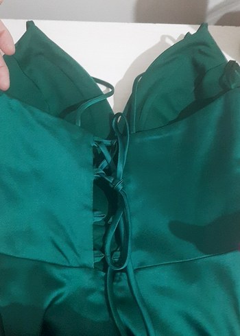 Koyu Turkuaz Drapeli Uzun Kadın Abiye - Görsel 2