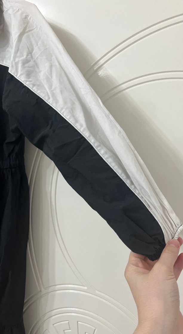 Kadın Siyah Beyaz Uzun Pamuklu Elbise - Görsel 4