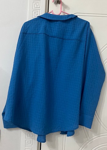 Mavi Keten Kadın Gömlek - Görsel 2