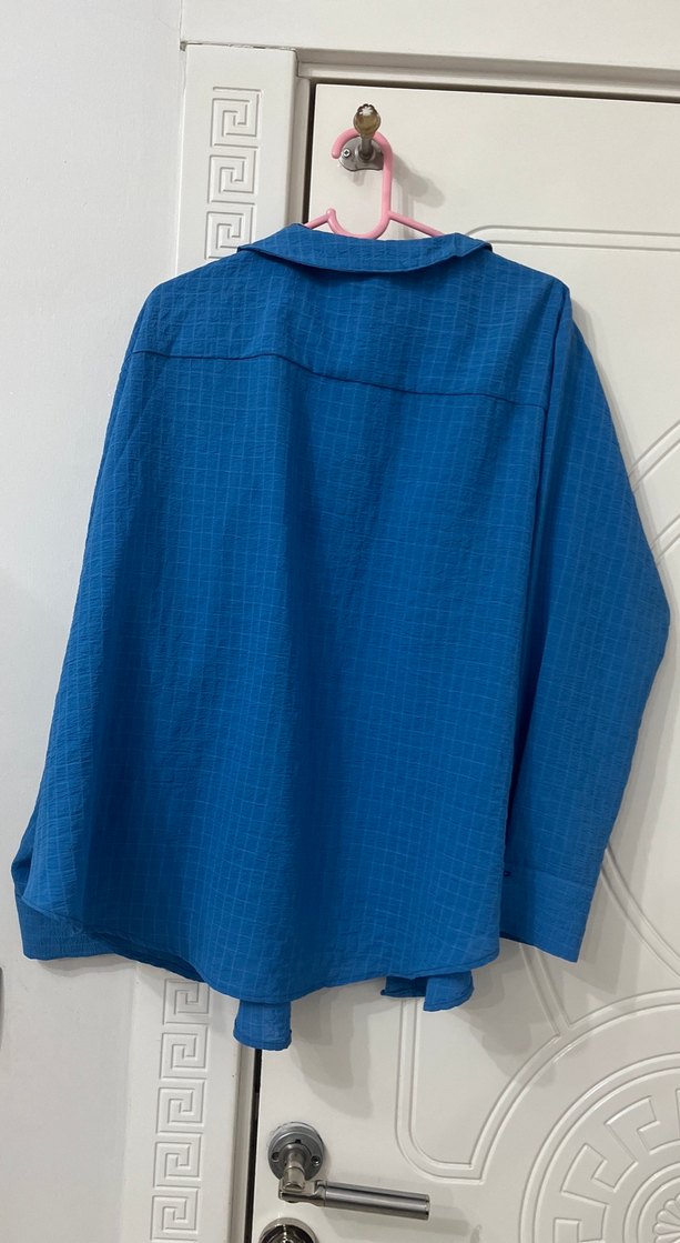 Mavi Keten Kadın Gömlek - Görsel 2