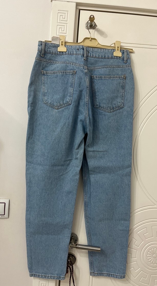 Gri Mavi Kadın Salaş Midi Boy Kot Pantolon - Görsel 2