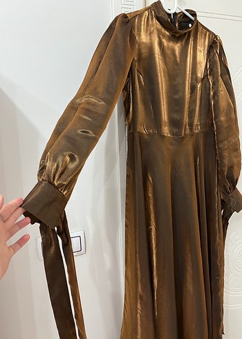 Uzun Kahverengi Bohem Tesettür Elbise - Görsel 7