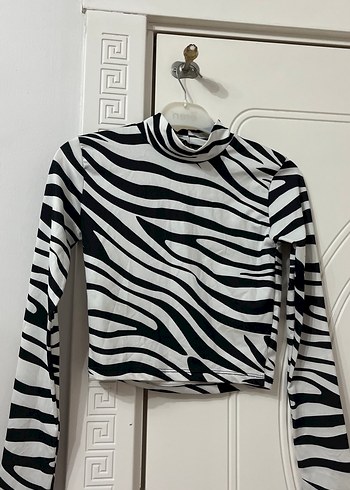 Uzun Kollu Gri Batik Desenli Balıkçı Yaka Bluz - Görsel 2