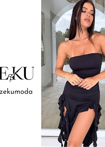 s Beden siyah Renk Sandy Straplez Elbise