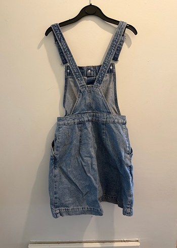 H&M Düğmeli Kot Mini Salopet Elbise