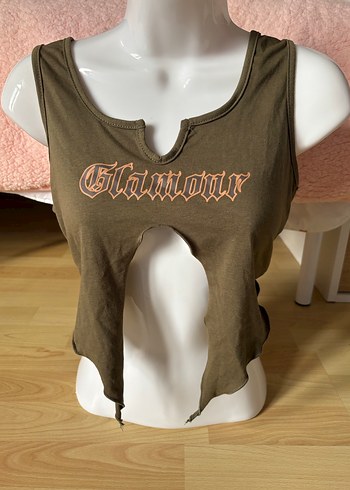 Yeşil Baskılı Kadın Crop Top