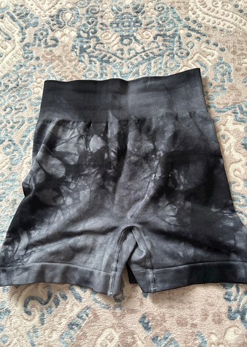 Diğer Push up Kemer Detaylı Siyah Mini Tie-Dye Tayt