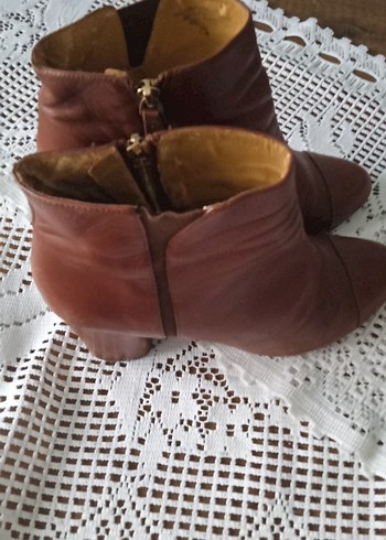 Diğer Kahverengi Deri Kadın Dolgu Topuklu Bot