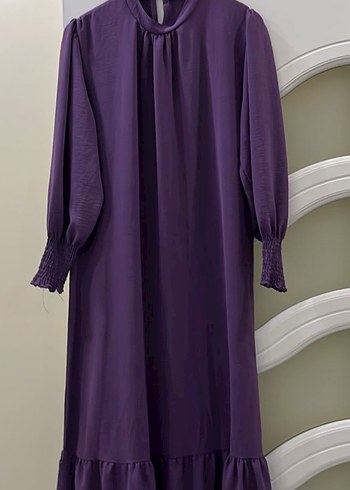 Uzun Mor Piliseli Kadın Elbise - Görsel 2