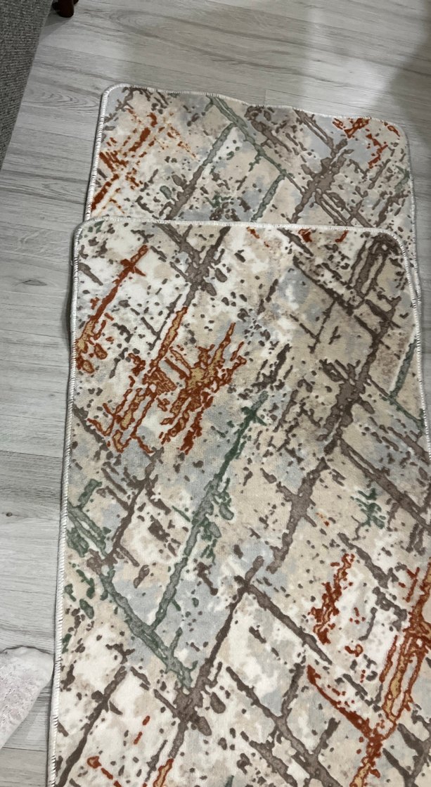 Gri Çok Renkli Bağlama Desenli Modern Halı - Görsel 2