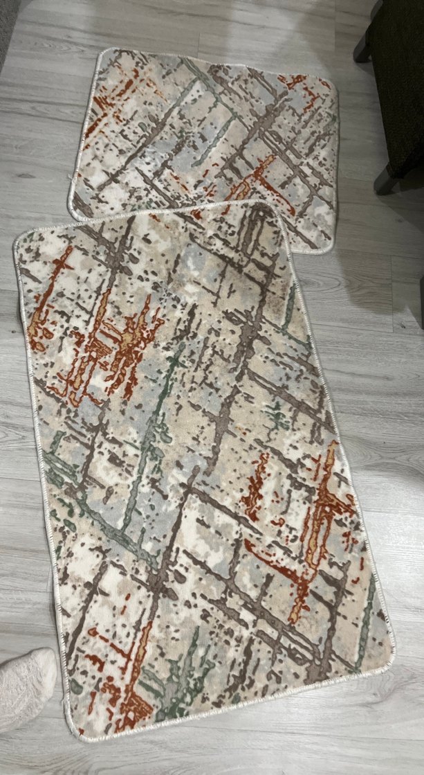 Gri Çok Renkli Bağlama Desenli Modern Halı - Görsel 3