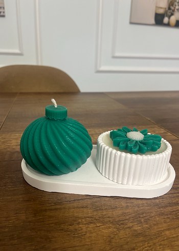 Çiçek Detaylı Çok Renkli Mum Seti - Görsel 5