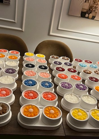 Renkli Çiçekli Mum Seti - Görsel 3