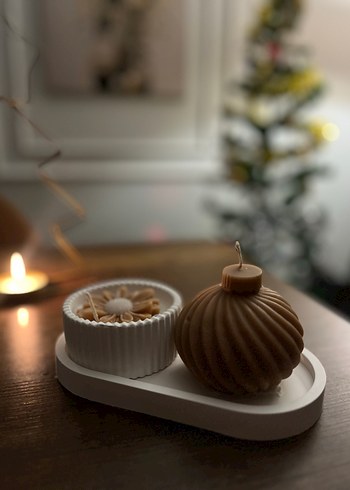 Bej Dekoratif Mum Seti - Görsel 2