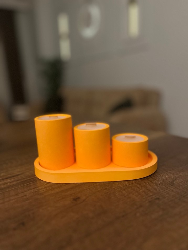 Turuncu 3'lü dekoratif mum Seti - Görsel 2