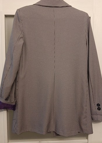 Düğmeli Gri Kadın Ofis Blazeri - Görsel 3