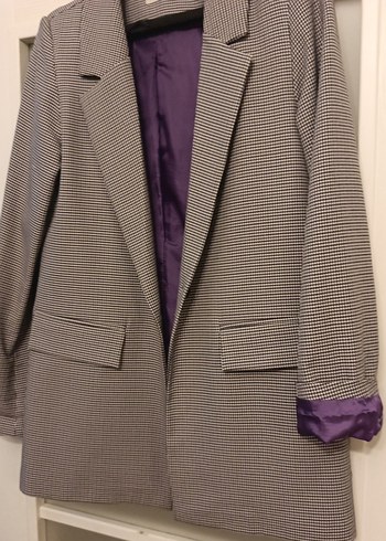 Düğmeli Gri Kadın Ofis Blazeri - Görsel 4