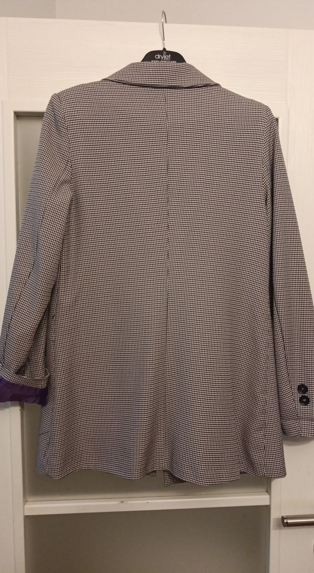 Düğmeli Gri Kadın Ofis Blazeri - Görsel 3