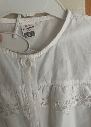 Kız Çocuk Beyaz Uzun Kollu Keten Gömlek - Görsel 4