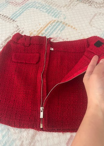 Fermuarlı Kırmızı Mini Etek - Görsel 3