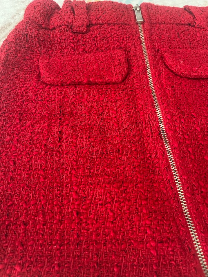 Fermuarlı Kırmızı Mini Etek - Görsel 2