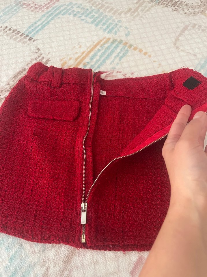 Fermuarlı Kırmızı Mini Etek - Görsel 3