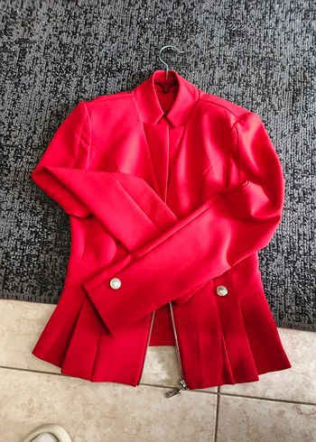 Kırmızı Düğmeli Kadın Blazer Ceket